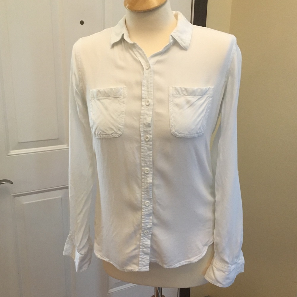 Mossimo White Long Sleeve Button-Up